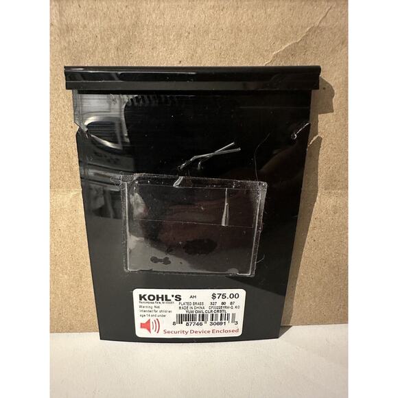 Owl Bird Animal Charm CZ Crystal Brass Gold Plated Pendant NEW - Picture 3 of 3